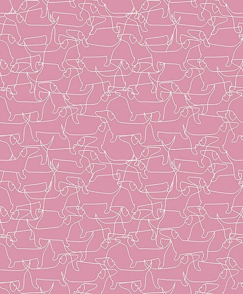 Dog Motif Wallpaper Pink Havana Behang Expresse HA68478