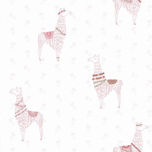 wallpaper white pink lamas