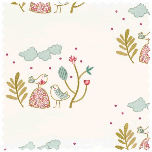 Decorative fabric colorful birds nature white Rose & Nino 45540147