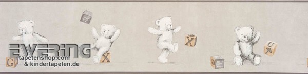 wallpaper border grey teddy bear