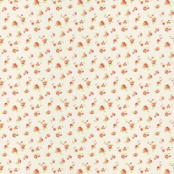 non-woven wallpaper red cream floret