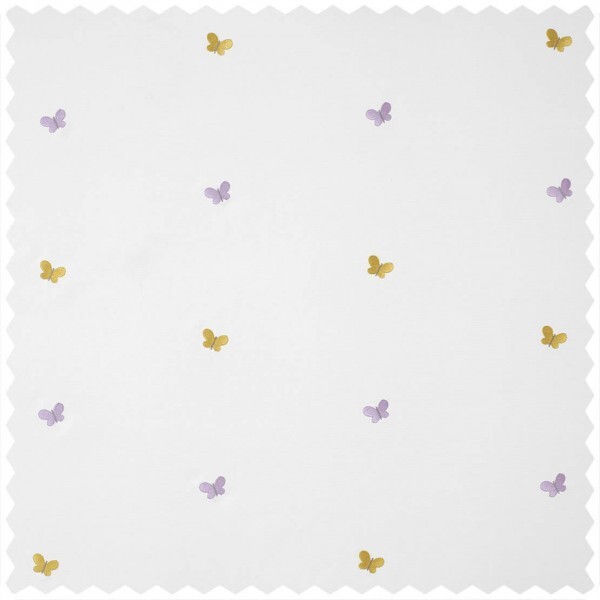 Dekostoff lila gelbe Schmetterlinge creme MWS29955535