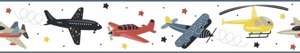 White and colorful border airplanes and stars Kids Walls Marburg 45820