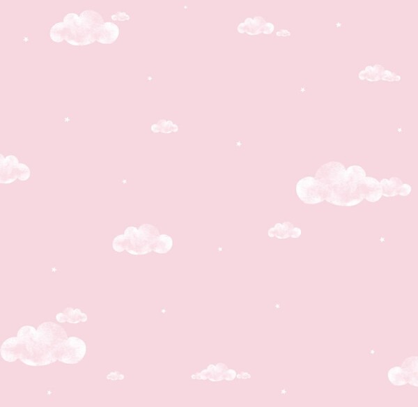 Rosa und weiße Tapete Wolken und kleine Sterne Pippo Rasch Textil 104583 _L2