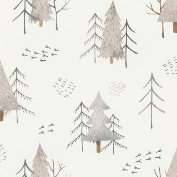 Nordic fir forest non-woven wallpaper beige Kids World Rasch 300741