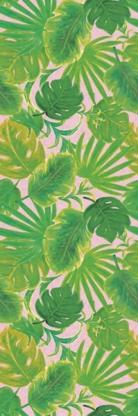 Pink Green Mural Palm Leaves