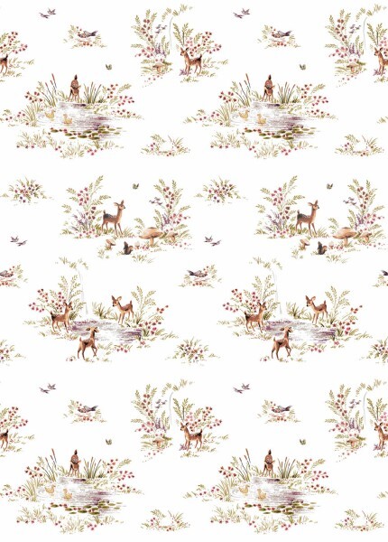 Weiß und pastellfarbenes Wandbild Wildblumen Woodland Rasch Textil 159055