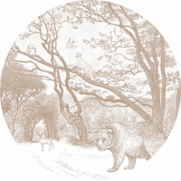 Märchenmotive Weiß und braun Wandbild Woodland Rasch Textil 159072