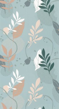 Leaf tendrils wallpaper pastel green multicolored Young and free YNF103266078