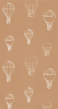 Hot Air Balloons In The Sky Brown Wallpaper Caselio - Autour du Monde Texdecor ADM103462025