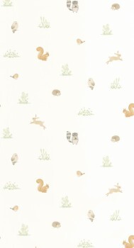 White green non-woven wallpaper squirrel raccoons Once upon a time OUAT88257024