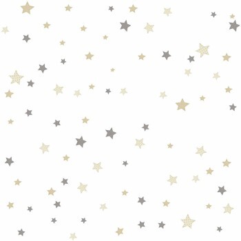 non-woven wallpaper sky little stars gray white beige 014826