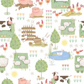 Landhaus Schweine und Bäume Tapeten grün Tiny Tots 2 Essener G78377
