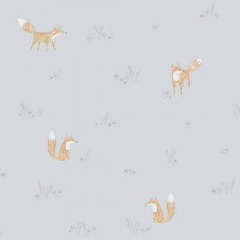 wallpaper forest animals foxes light blue MLW29806236