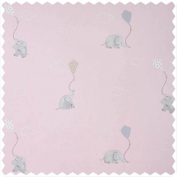 Furnishing fabric elephants with paper kite animal motif pink MWS29984228