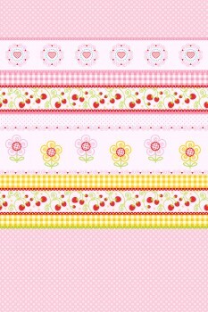 Mural flowers pattern red pink