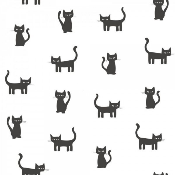 non-woven wallpaper cats black white