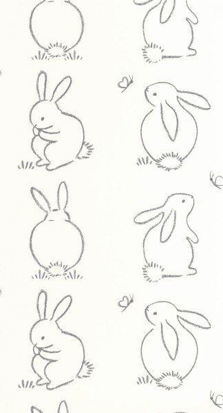 Vliestapete Hasen Tiere gezeichnet schwarz-weiß OUAT88389050