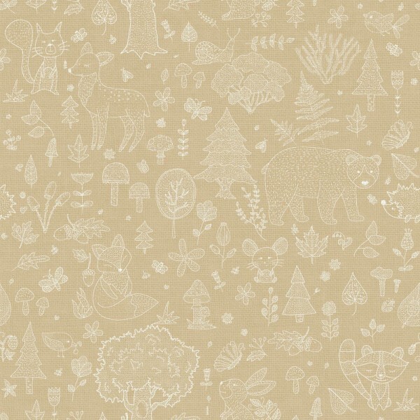 non-woven wallpaper animals forest forest animals yellow 114808