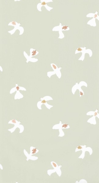 non-woven wallpaper peace doves birds green LGG104507032