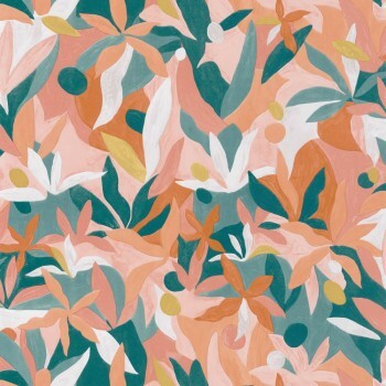 Non-Woven Wallpaper Colorful Leaves Caselio Imagination IMG102163049
