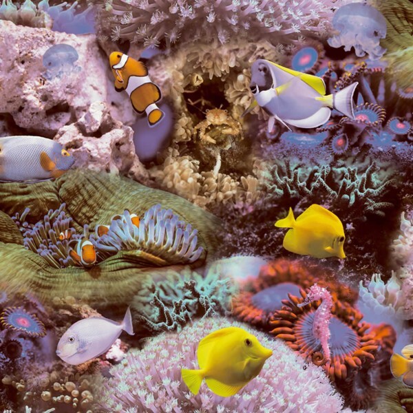 Non-Woven Wallpaper Colorful Underwater World Fish Smita Good Vibes