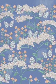 Blau Vlies Wandbild Schmetterlinge