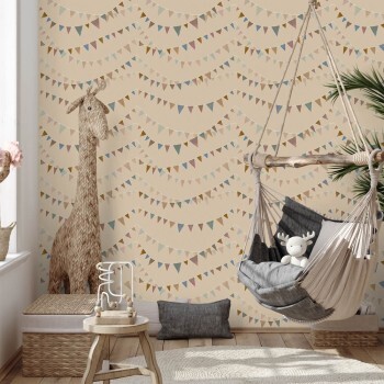 beige non-woven wallpaper hanging pennant chains Great Kids Hohenberger 26825