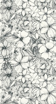 Flowers Floral wallpaper gray and white Caselio - Young and free Texdecor YNF103389009