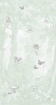 Fairy Tale World Forest Motifs Mural Green Olive & Noah Behang Expresse INK7814