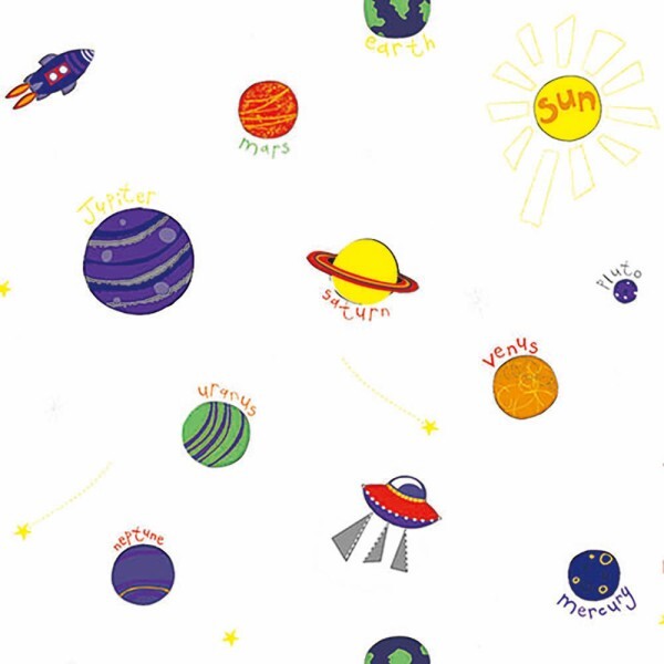 Planets Adventurous Galaxy Wallpaper Colorful and White Havana Behang Expresse HA68464