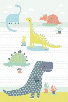 Wandbild Vlies Dinosaurier Bunt