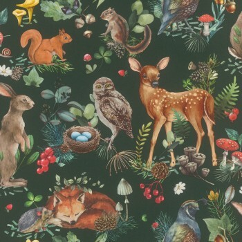 animals and nature motifs forest animals non-woven wallpaper green Kids World Rasch 300338