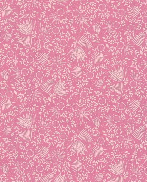Non-woven wallpaper Pink pattern plants