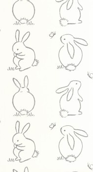 Vliestapete Hasen Tiere gezeichnet schwarz-weiß OUAT88389050