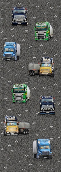 Vehicles Truck Motif Mural Gray and Multicolored Olive & Noah Behang Expresse INK7833