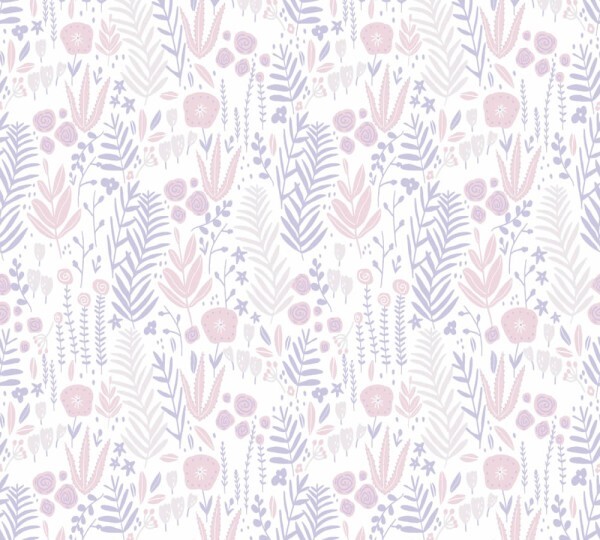 leaf motif purple and pink non-woven wallpaper Little Love AS Creation 381181