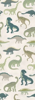 Animal Themes Dinosaur Wall Mural White, Blue & Green Olive & Noah Behang Expresse INK7831