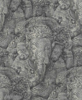 Rasch Crispy Paper 7-525502 Elefanten-Buddha Vliestapete schwarz
