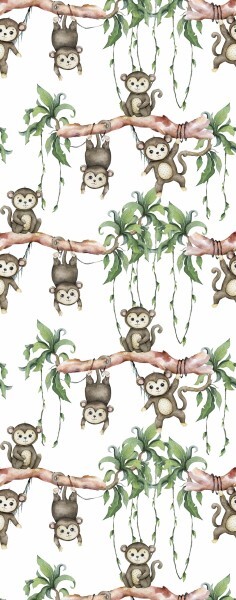 little monkeys white brown and green mural Kids Walls Marburg 45852