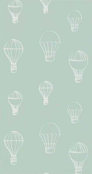 Hot air balloons wallpaper mint green Caselio - Autour du Monde Texdecor ADM103467078