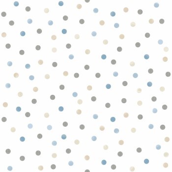 kleine Pünktchen Farbklekse Tapete weiß grau und blau Mondobaby Rasch Textil 213024