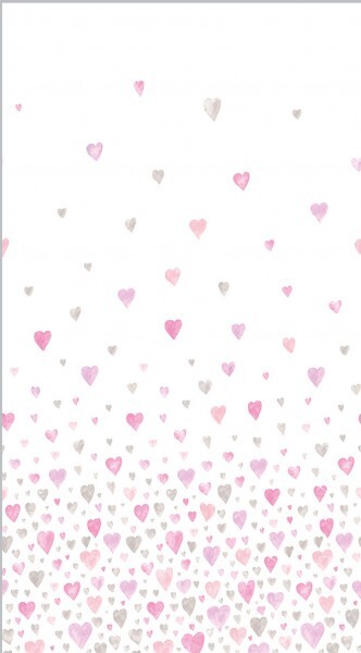 Fabric panel heart pink-grey