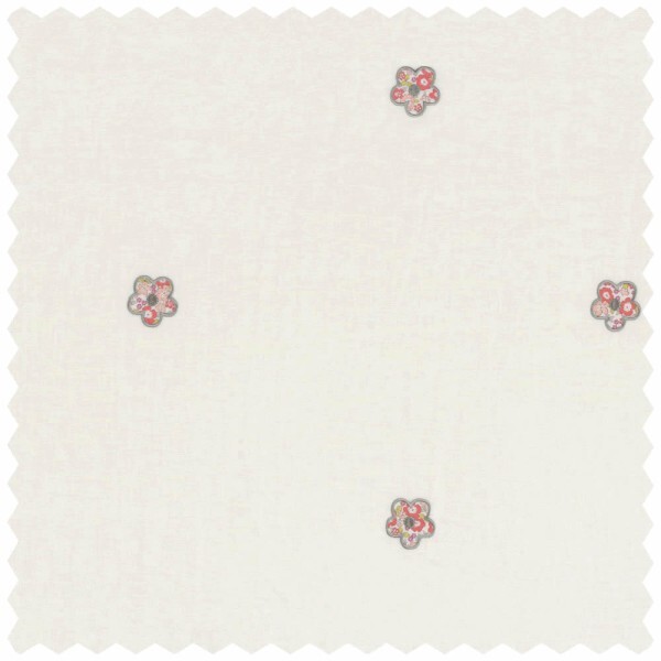 Weißer Dekostoff gestickte Blumen Rose & Nino 45580127