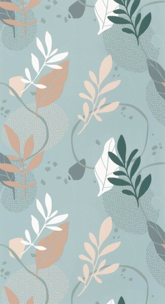 Leaf tendrils wallpaper pastel green multicolored Young and free YNF103266078