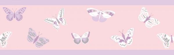 Border Pink White Butterflies
