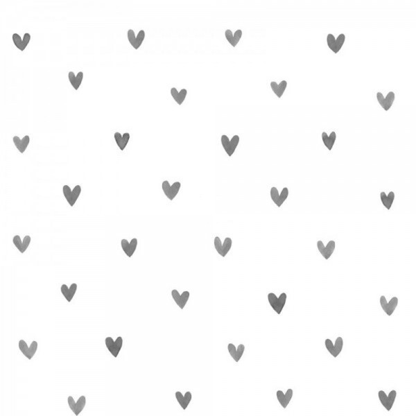 non-woven wallpaper hearts black white