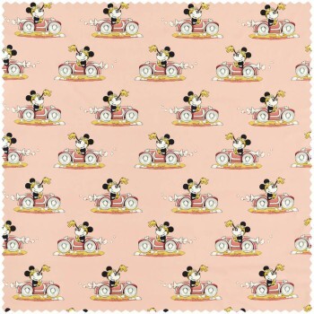 Decorative fabric Minnie Mouse in the classic car Disney pink DDIF227147