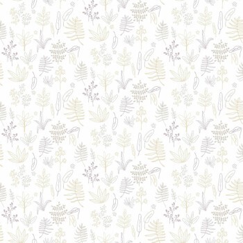 kleine Zweige Tapete weiß und grau Mondobaby Rasch Textil 113004