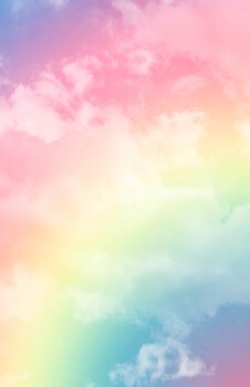 Wandbild Regenbogen Wolken Bunt Pastell Links Good Vibes